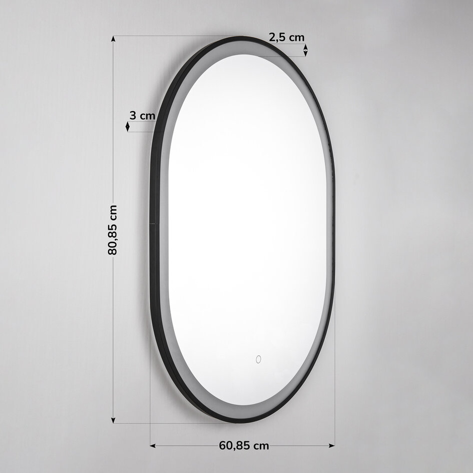 Badkamerspiegel Flare 60 x 80 cm – touch dimbaar, kleurinstelbaar, met verwarming