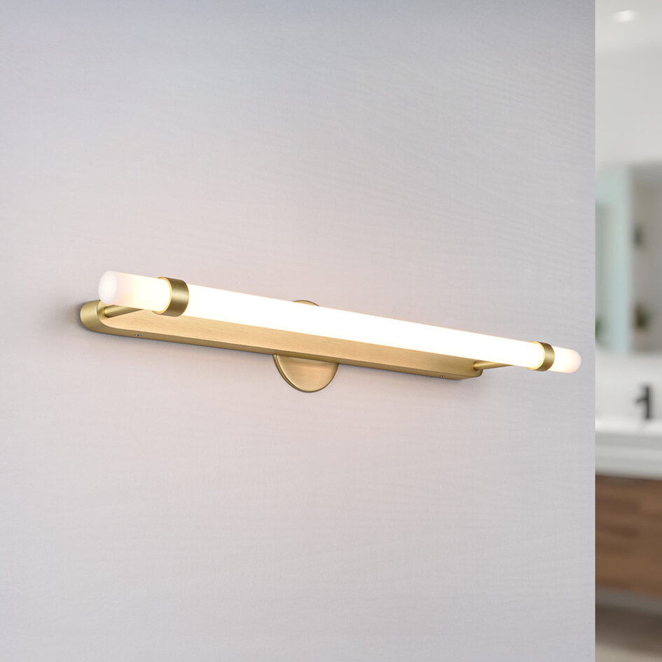 Verschuifbare badkamerspiegellamp goud met geïntegreerde LEDs - Optix