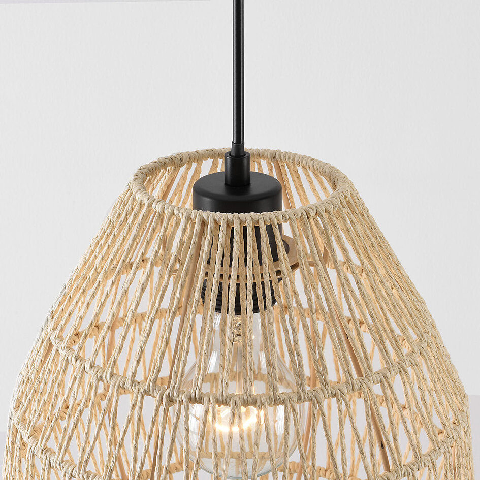 Staande booglamp Lys zwart met natuurlijke kap