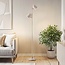 Vloerlamp Iki in beige met 2 draaibare spots en geïntegreerde LED
