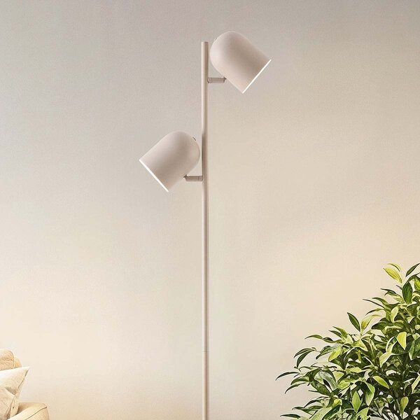 Beige vloerlamp Iki - met 2 draaibare spots en touch-dimbare LEDs