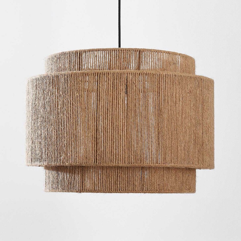 Natuurlijke hanglamp Toki van gevlochten henneptouw