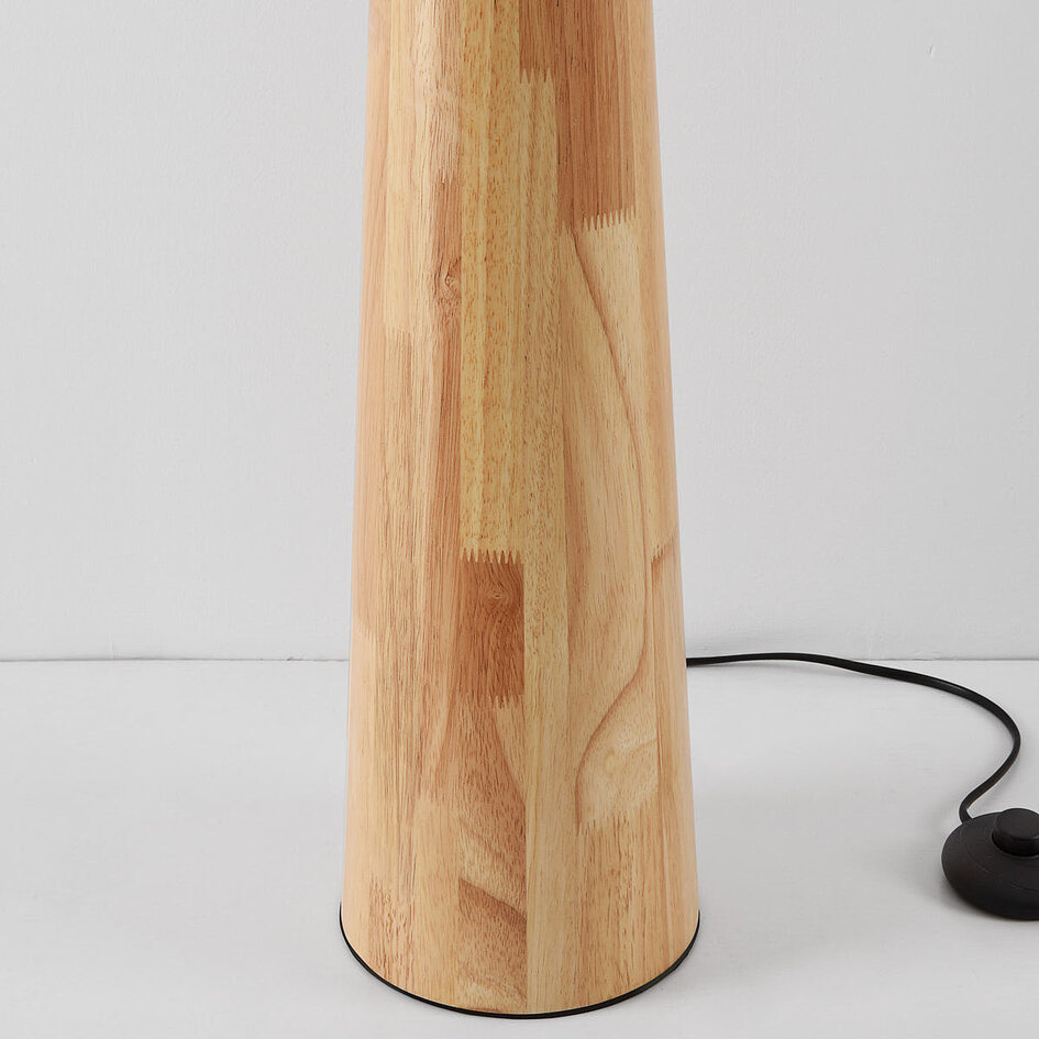 Houten vloerlamp Haku met stoffenkap - crème