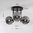 3-lichts zwarte plafondlamp Elora met smoke glas