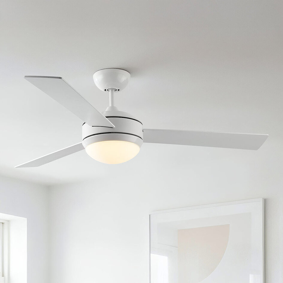 Plafondventilator Jinx incl. LED en omkeerbare bladen in wit en lichtbruin