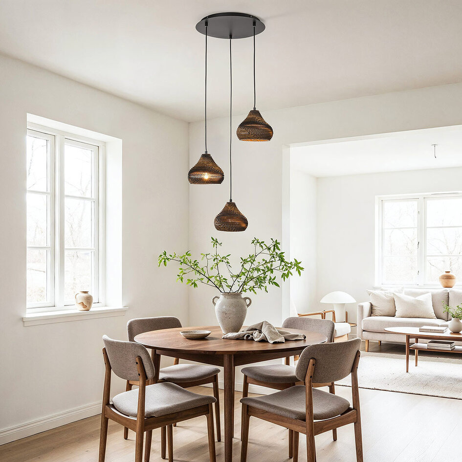 Moderne hanglamp van karton Lumina, 3-lichts