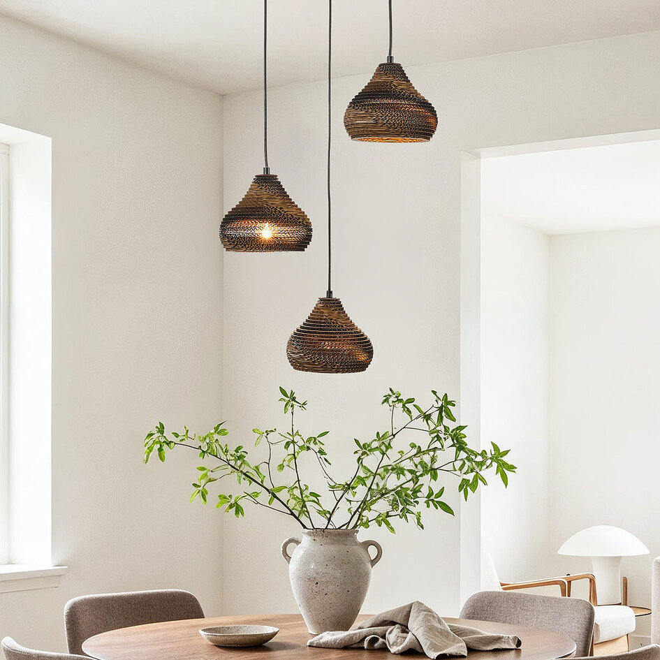 Moderne hanglamp van karton Lumina, 3-lichts