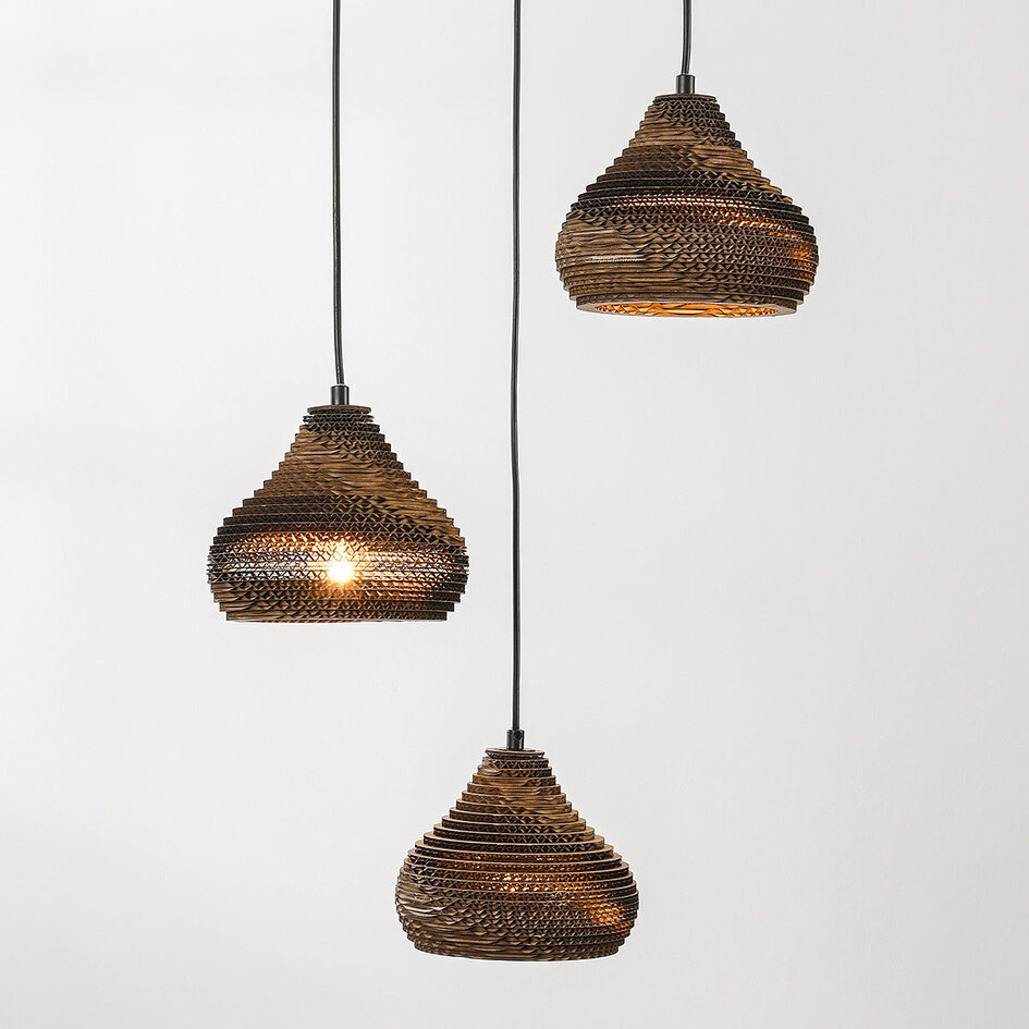 Moderne hanglamp van karton Lumina, 3-lichts