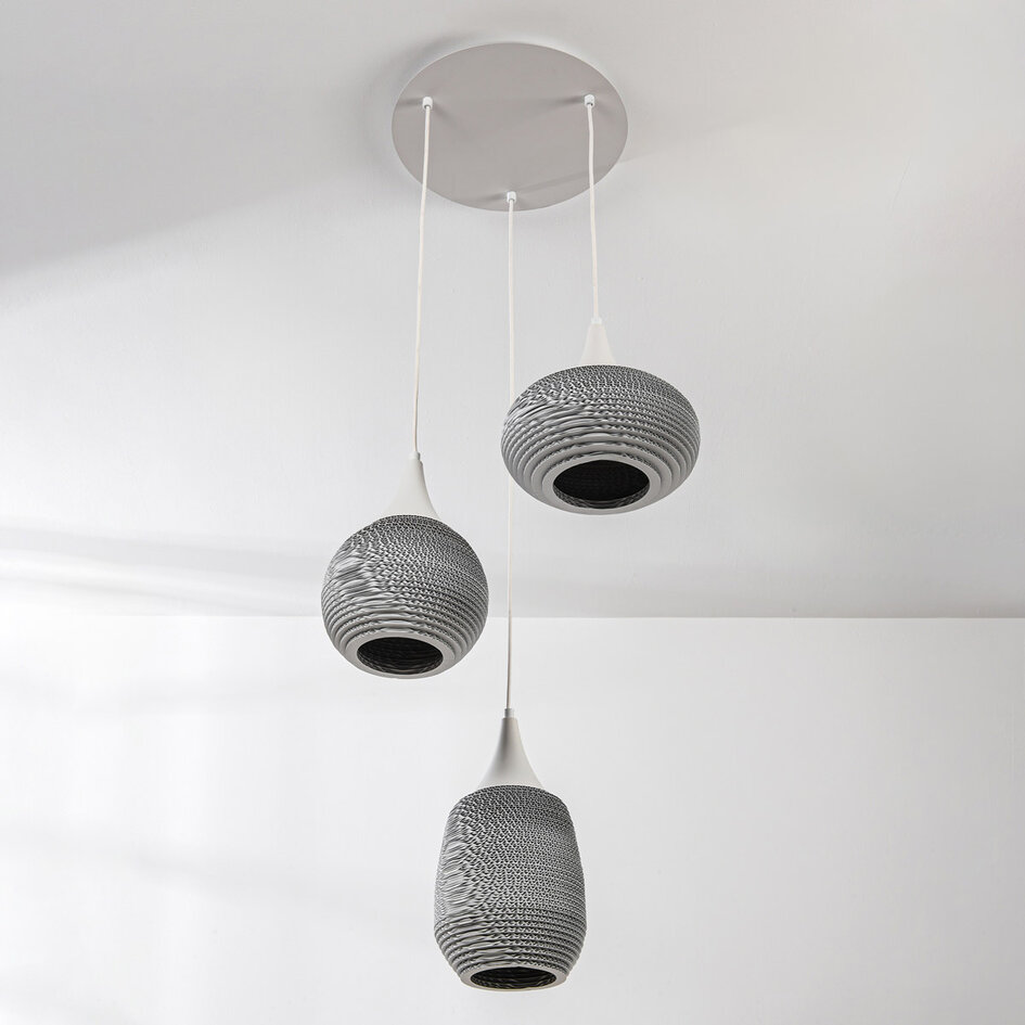 Design hanglamp van karton Zensa, 3-lichts - wit