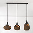 3-lichts hanglamp van karton Folia - zwart en bruin