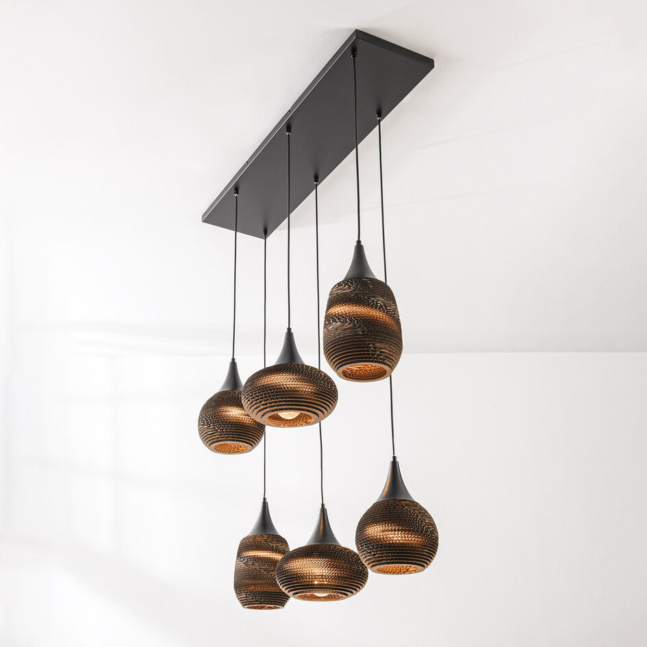 6-lichts hanglamp van karton - Sferra