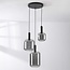 3-lichts hanglamp Rustique - smoke glas