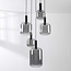 5-lichts hanglamp Rustique - zwart en smoke glas