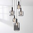 5-lichts hanglamp Rustique - zwart en smoke glas