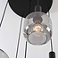 5-lichts hanglamp Rustique - zwart en smoke glas