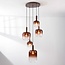 Hanglamp Rustique 5-lichts met lichtbruin glas - brons