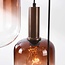 Hanglamp Rustique 5-lichts met lichtbruin glas - brons