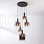 5-lichts hanglamp Rustique - zwart en donkerbruin glas