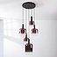 5-lichts hanglamp Rustique - zwart en donkerbruin glas