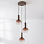 Hanglamp Dijon in bruin met drie glazen bollen met ombre-effect