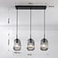 3-lichts hanglamp Melora - geribbeld rookglas