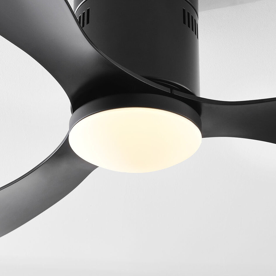 Plafondventilator met verlichting, drieblads en zwart - Zazoe