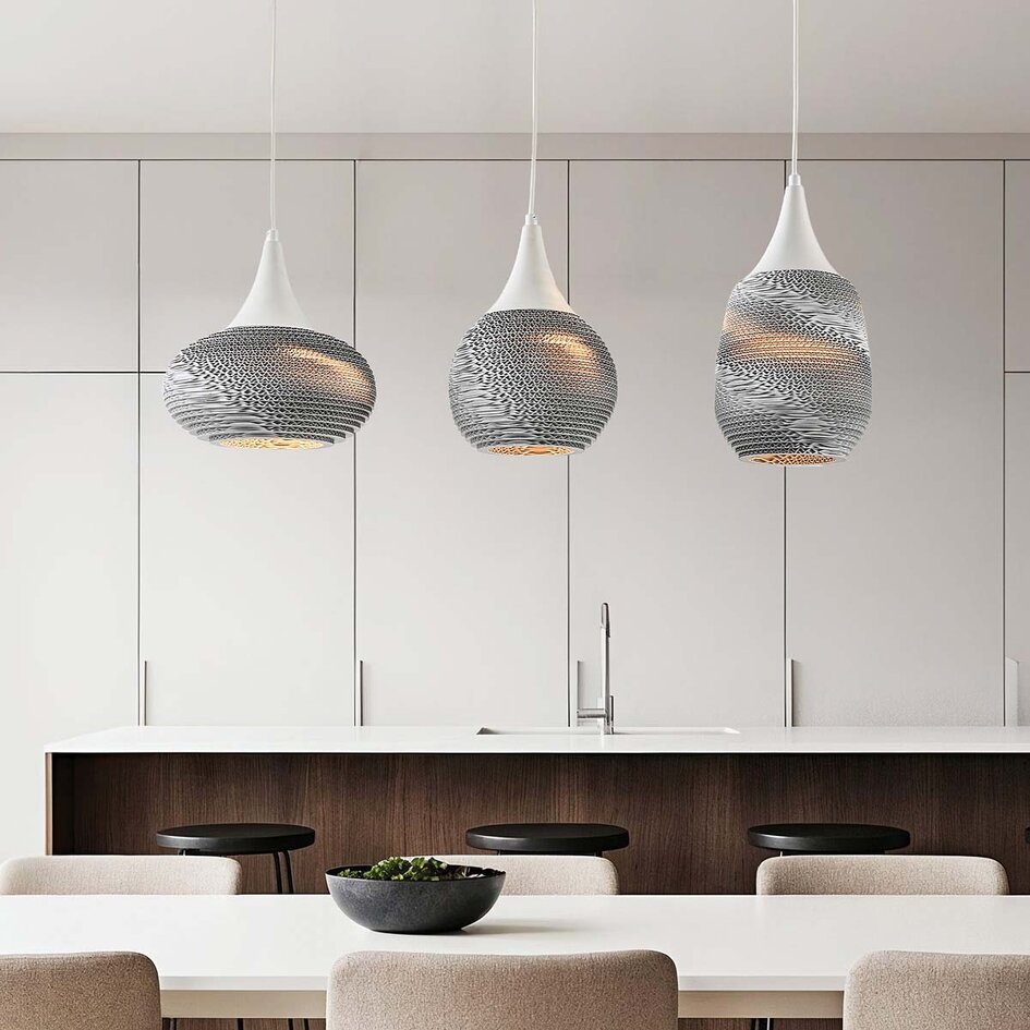 Moderne hanglamp van karton Folia, 3-lichts - wit