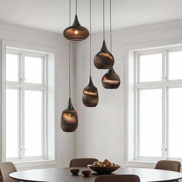 5-lichts design hanglamp van karton - Filtra