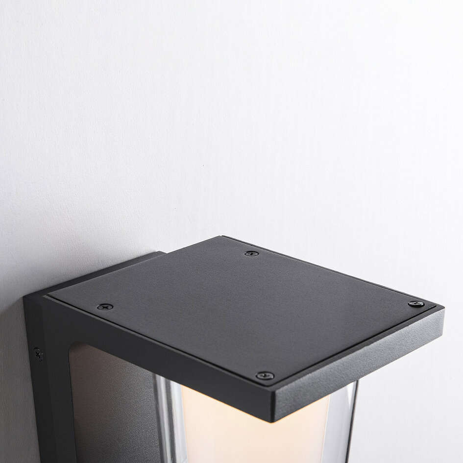 Donker grijze wandlamp voor buiten met sensor - Lio