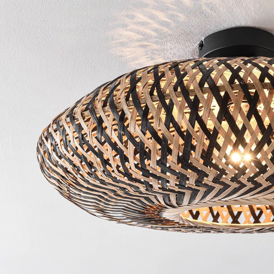 Boho chic plafondlamp Marui van handgevlochten bamboe