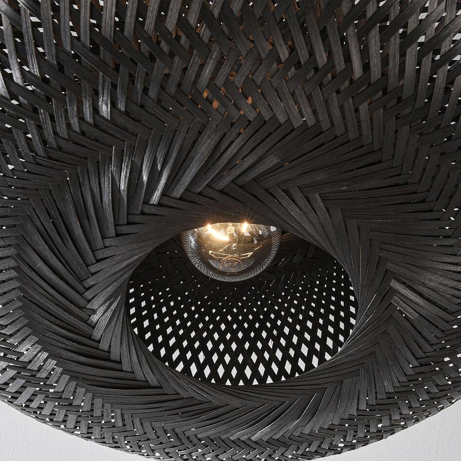 Boho-chic plafondlamp Yuan van bamboe - zwart