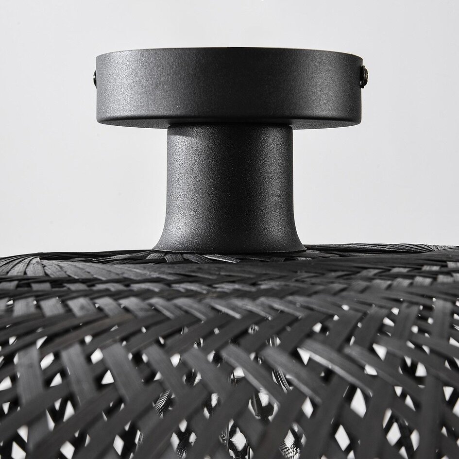 Boho chic plafondlamp Yuan van handgevlochten bamboe - zwart