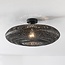Boho chic plafondlamp Yuan van handgevlochten bamboe - zwart