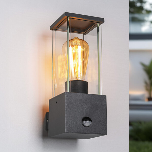 Moderne donker grijze wandlamp met sensor - Mick