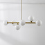 6-lichts design plafondlamp Aster - goud en melkwit glas