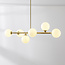 6-lichts design plafondlamp Aster - goud en melkwit glas