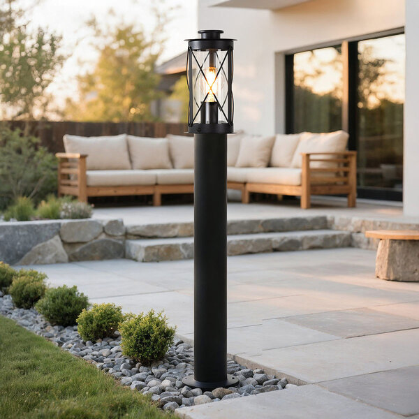 RVS landelijke zwarte staande buitenlamp Lucia - 80 cm