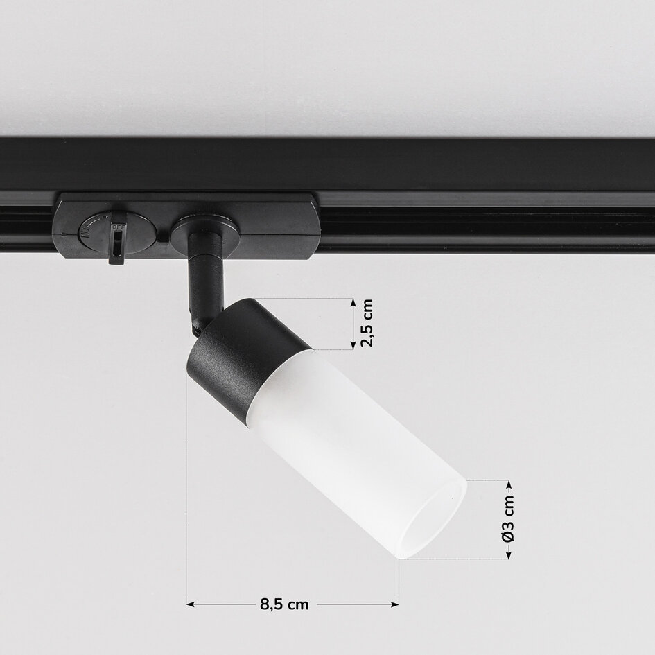1-fase railsysteem Vexa 3 meter met smalle G9 spots en matte diffuser
