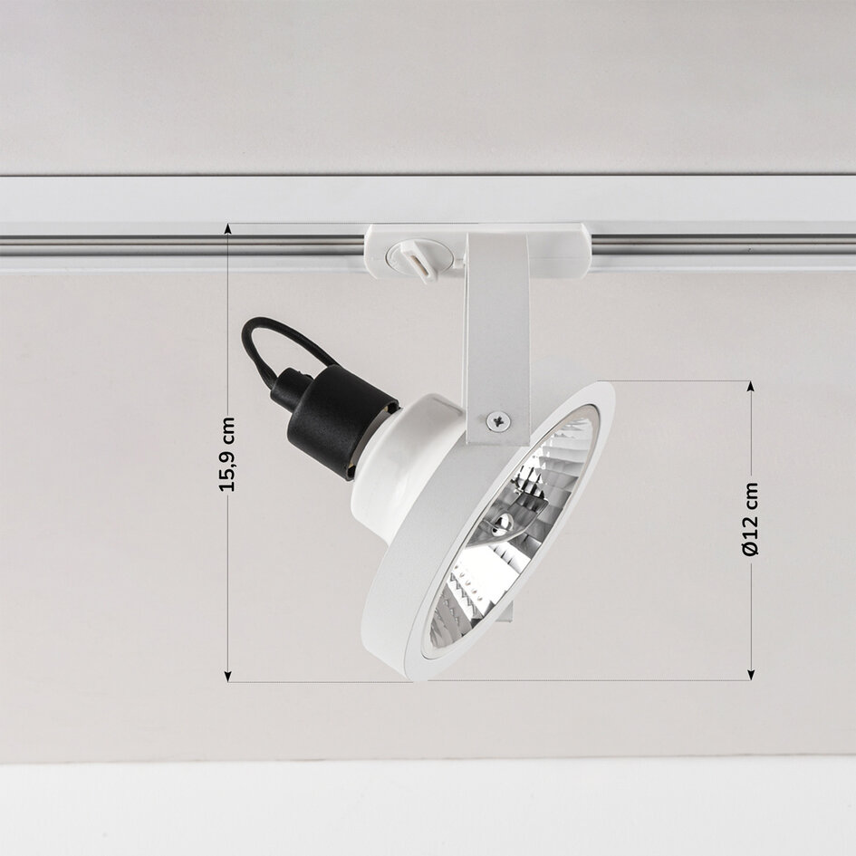 1-fase railsysteem van 3 meter met AR111 Beam spots