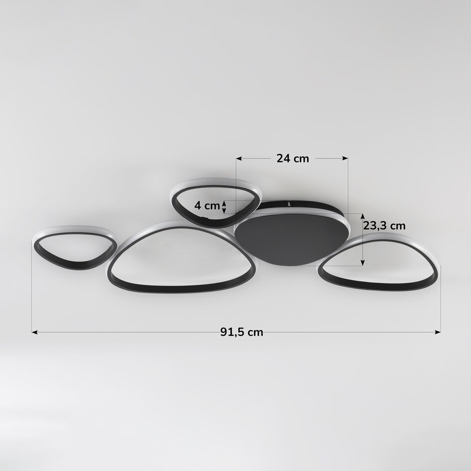 Design plafondlamp Zinara in zwart, 3-staps dimbaar