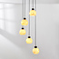 Moderne hanglamp Marmore mat zwart met marmerlook bollen, 5-lichts