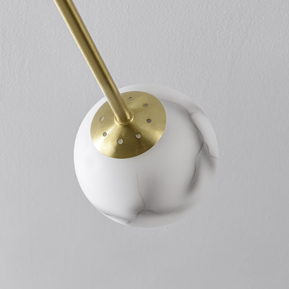 Design zandgouden plafondlamp met marmerlook bollen, 8-lichts - Idaho