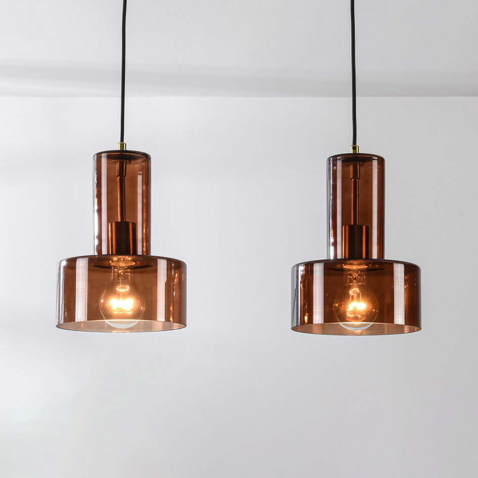 Hanglamp Talph met bruin glas, 2-lichts