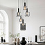 5-lichts hanglamp Rustique - zwart en smoke glas