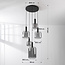 Hanglamp Rustique 5-lichts met smoke glas en zwart armatuur
