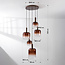 5-lichts hanglamp Rustique - brons en lichtbruin glas