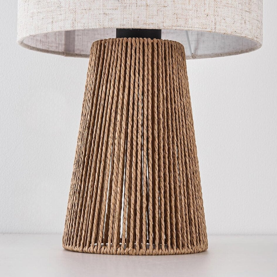 Tafellamp Ranpu Boho-chic bruin met linnen kap