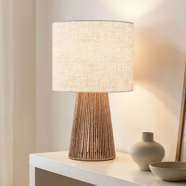 Boho-chic tafellamp met linnen kap - Ranpu (kap wijkt af van Papira vloerlamp)
