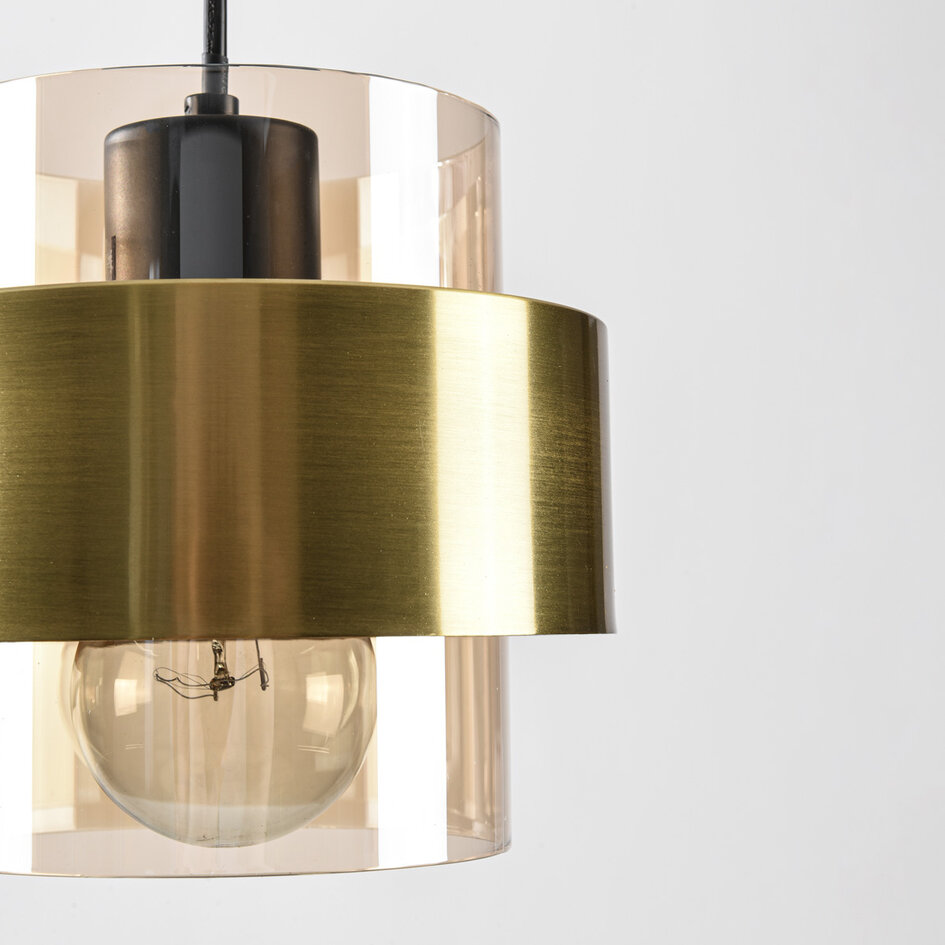 3-lichts hanglamp Faey - zwart en amber glas
