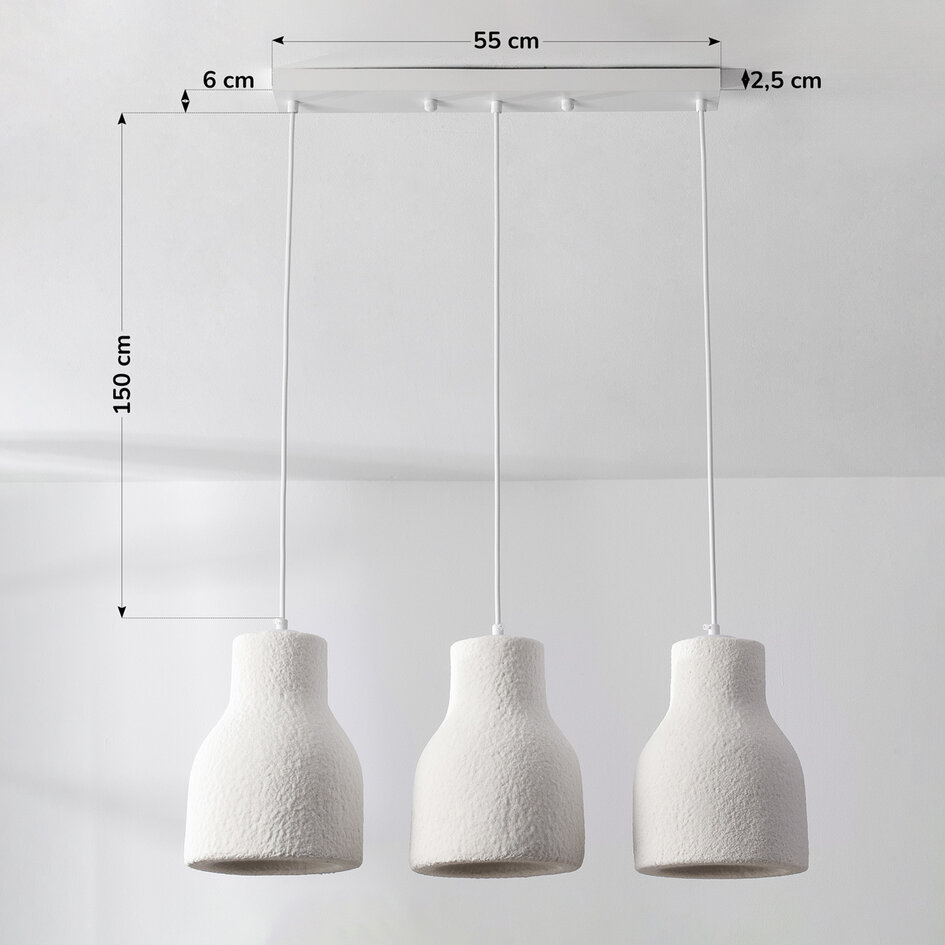 Wabi Sabi hanglamp Hikari met wit steeneffect, 3-lichts